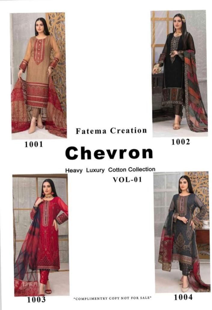 FATEMA CREATION CHEVRON VOL 11 COTTON KARACHI SUITS