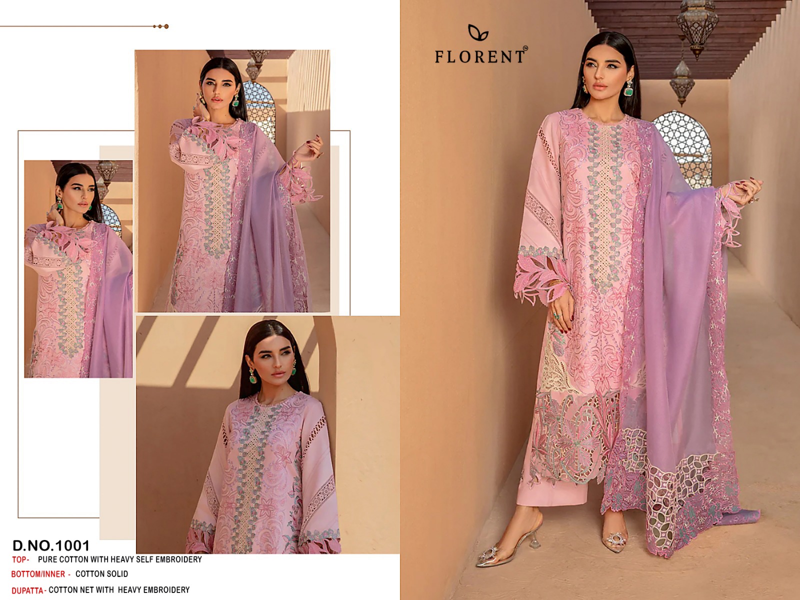 FLORENT 1001-1003 PAKISTANI COTTON SUITS SUPPLIER