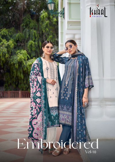 ISHAAL PRINTS EMBROIDERED VOL 10 PAKISTANI LAWN SUITS