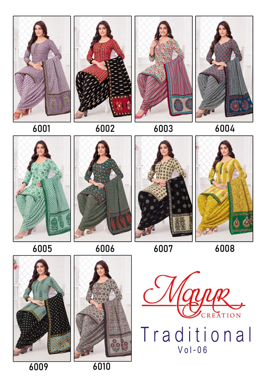 MAYUR CREATION TRADITIONAL VOL 6 UNSTITCHED SUITS