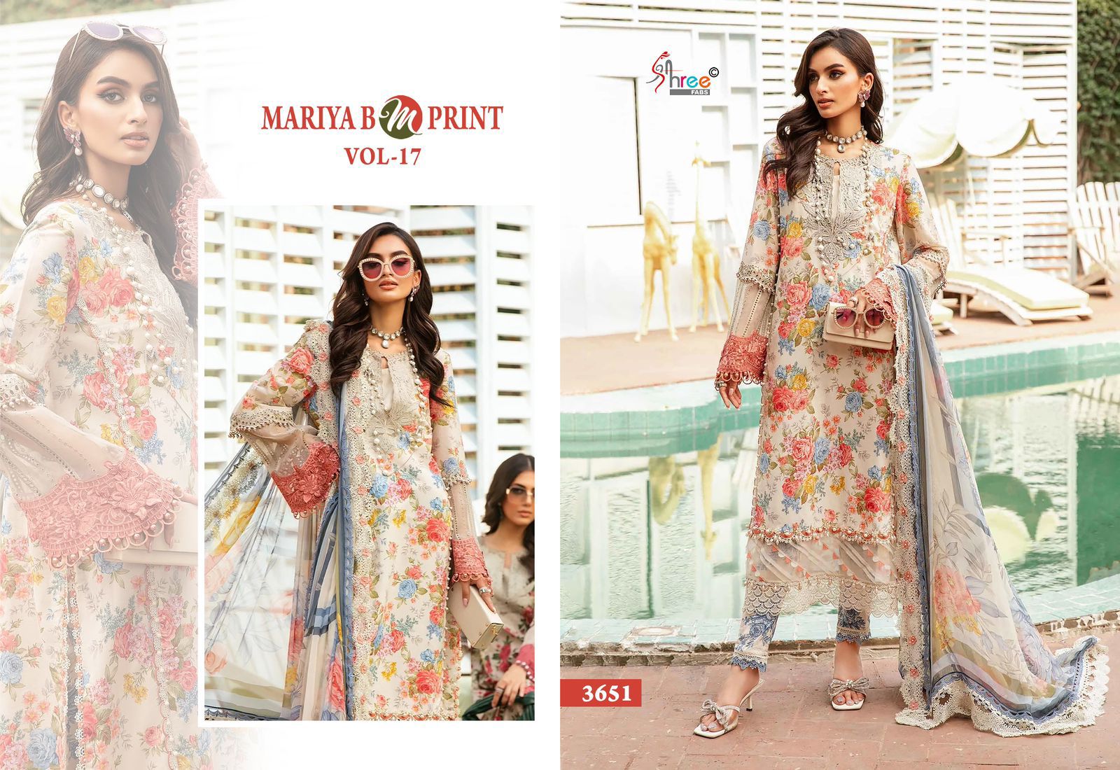 SHREE FABS MARIYA B M PRINT VOL 17 PAKISTANI SUITS