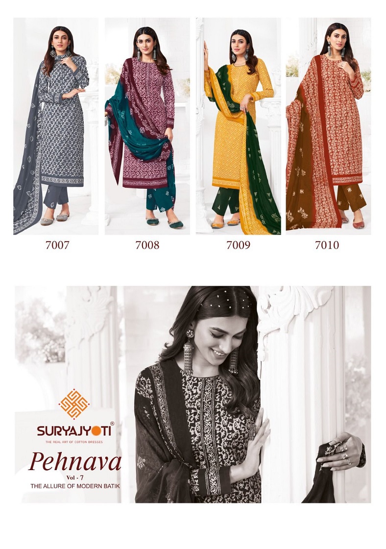 SURYAJYOTI PEHNAVA VOL 7 READYMADE COTTON SUITS