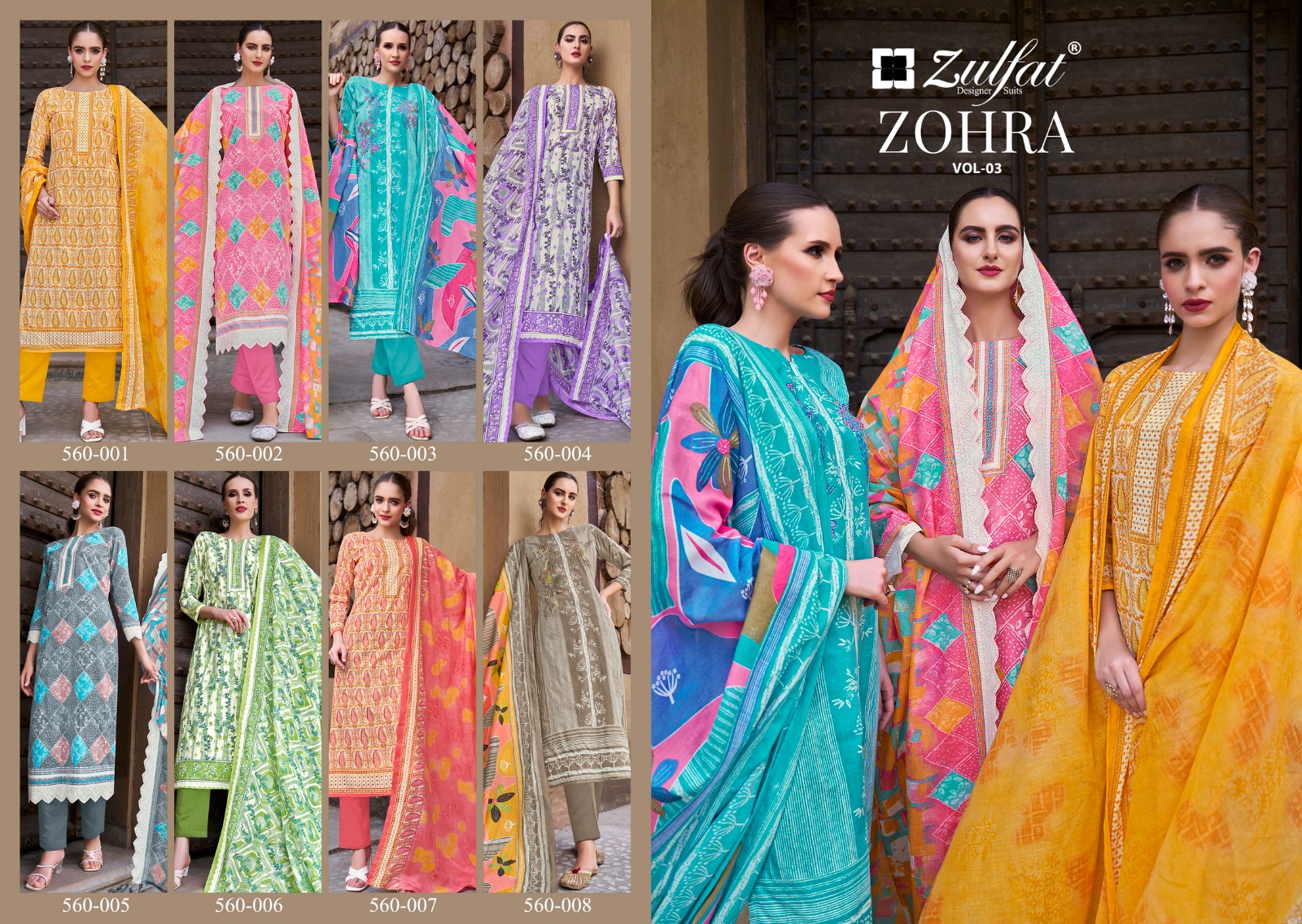 ZULFAT ZOHRA VOL 3 PURE COTTON SUITS