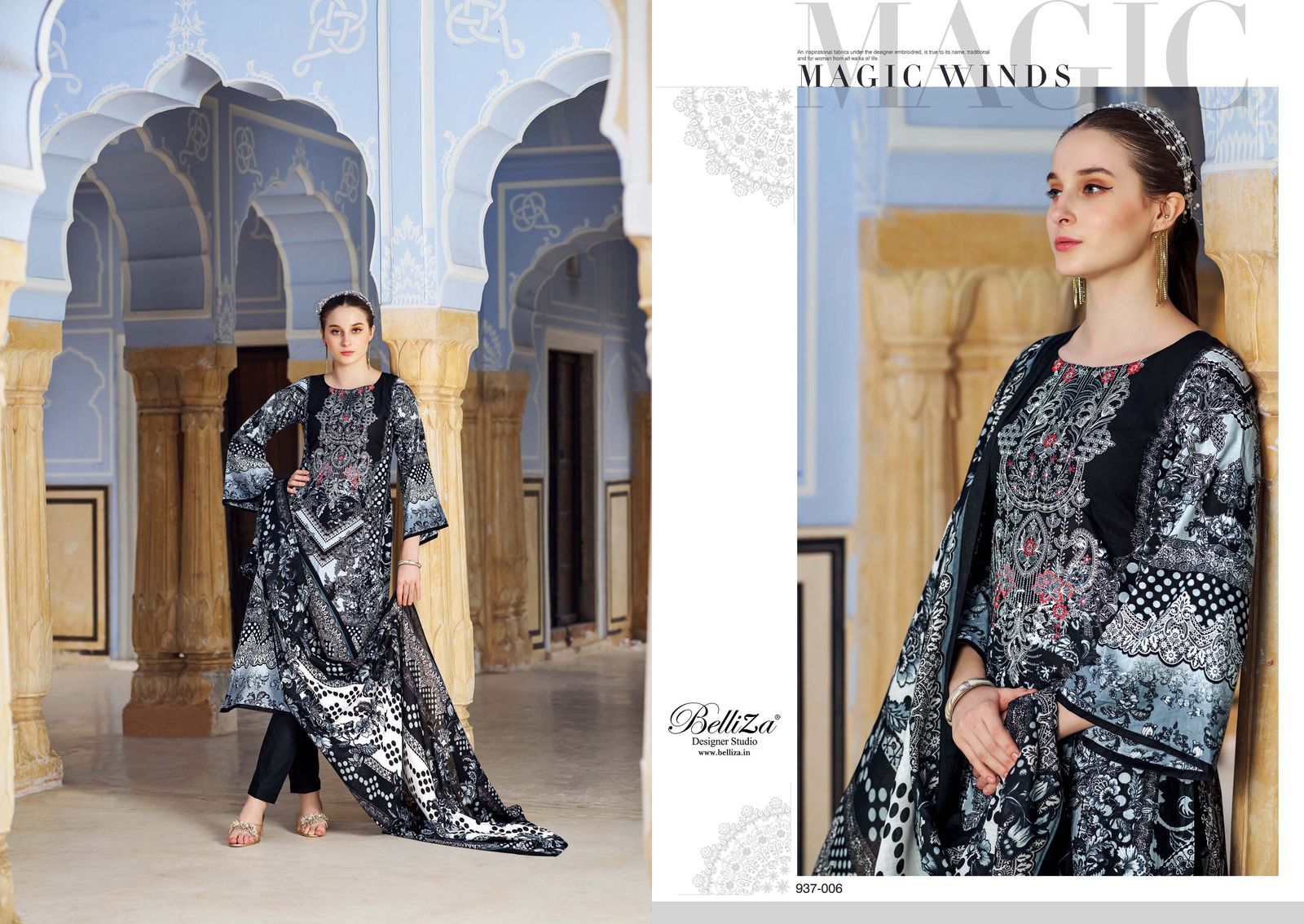 BELLIZA NAIRA BLACK & WHITE EDITION 3 COTTON SUITS