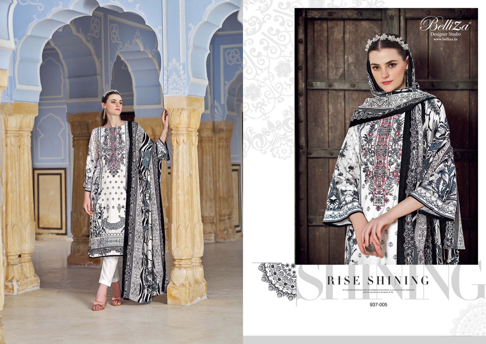 BELLIZA NAIRA BLACK & WHITE EDITION 3 COTTON SUITS