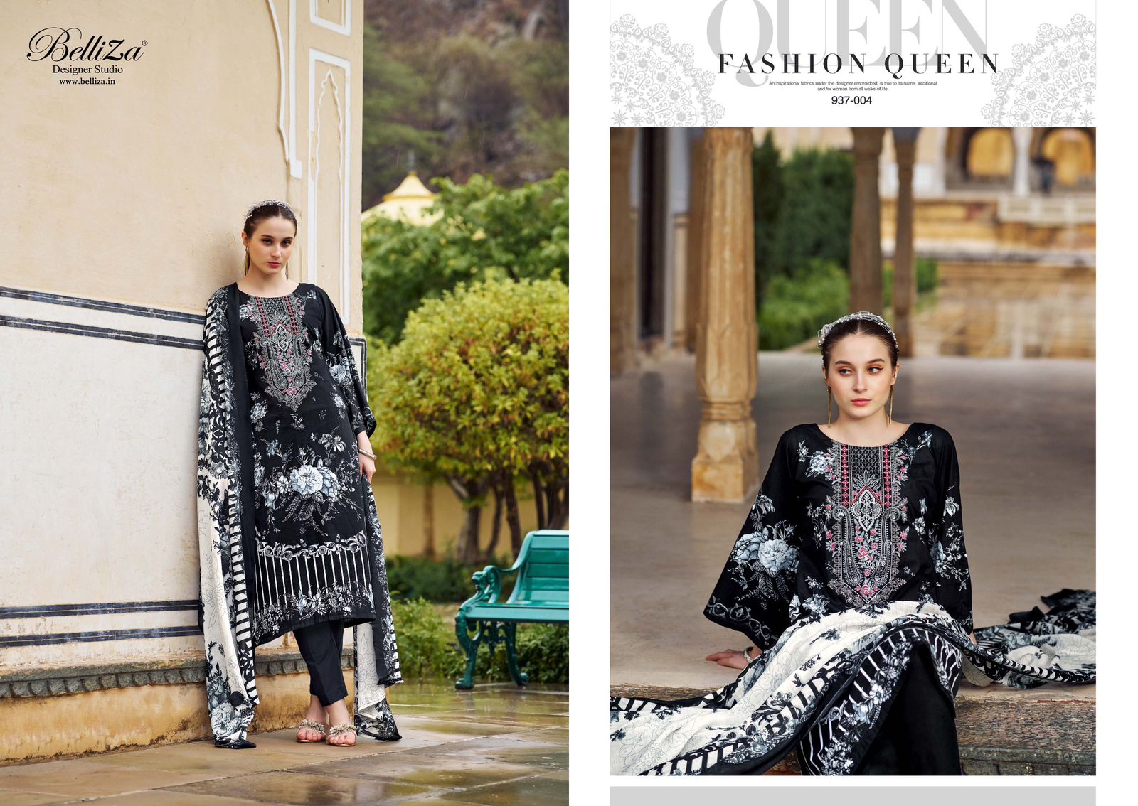 BELLIZA NAIRA BLACK & WHITE EDITION 3 COTTON SUITS