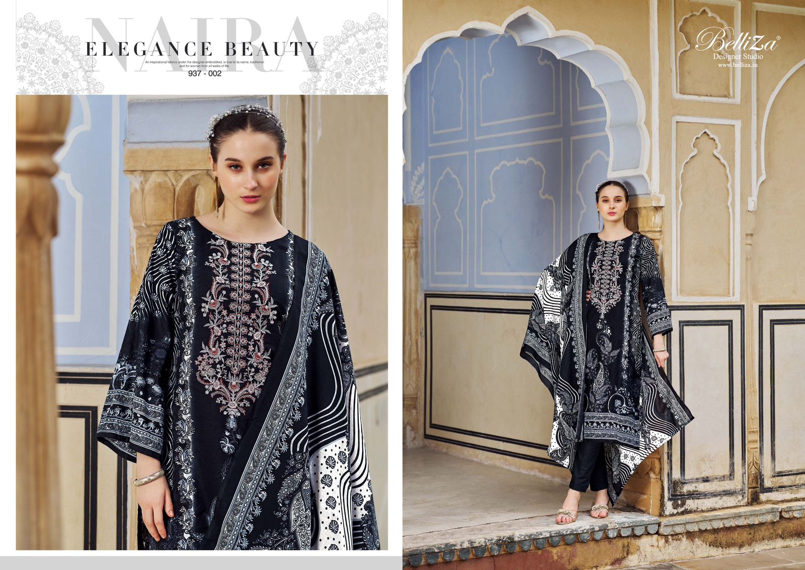 BELLIZA NAIRA BLACK & WHITE EDITION 3 COTTON SUITS