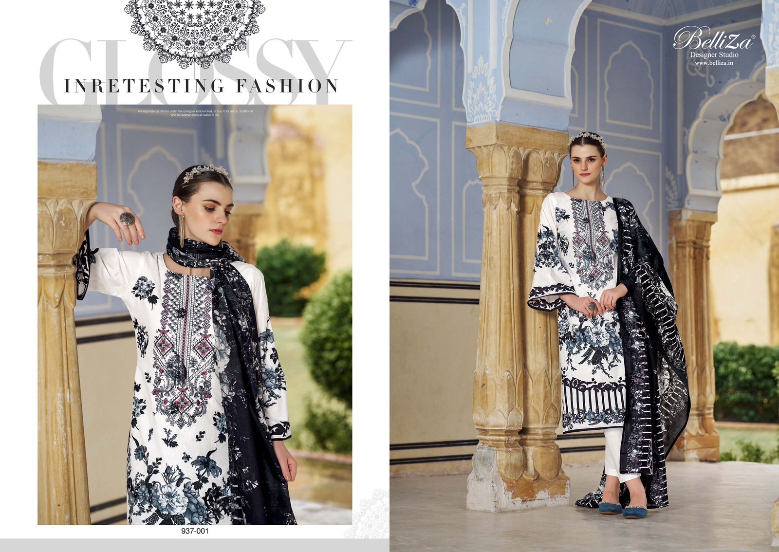 BELLIZA NAIRA BLACK & WHITE EDITION 3 COTTON SUITS