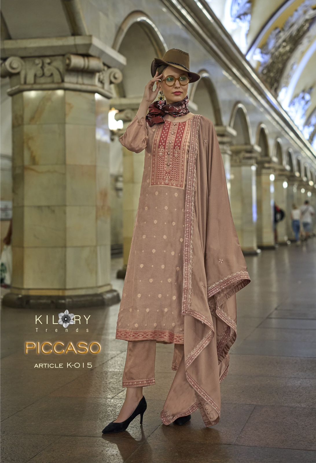 KILORY TRENDS PICCASO SILK EMBROIDERY SUITS WHOLESALER