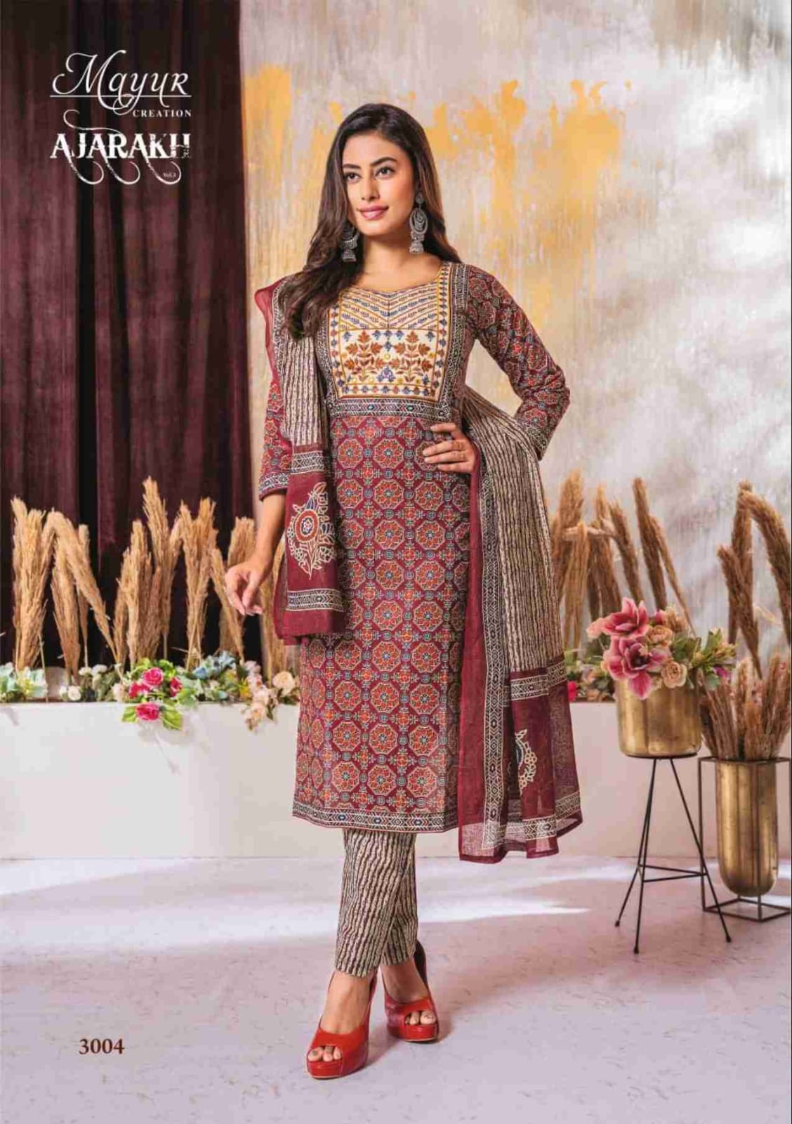 MAYUR CREATION AJARAKH VOL 3 COTTON READYMADE SUITS