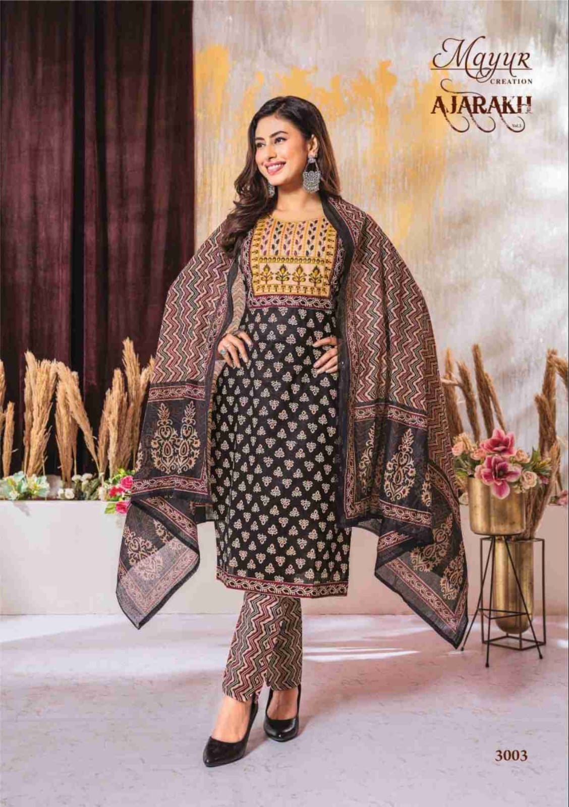 MAYUR CREATION AJARAKH VOL 3 COTTON READYMADE SUITS