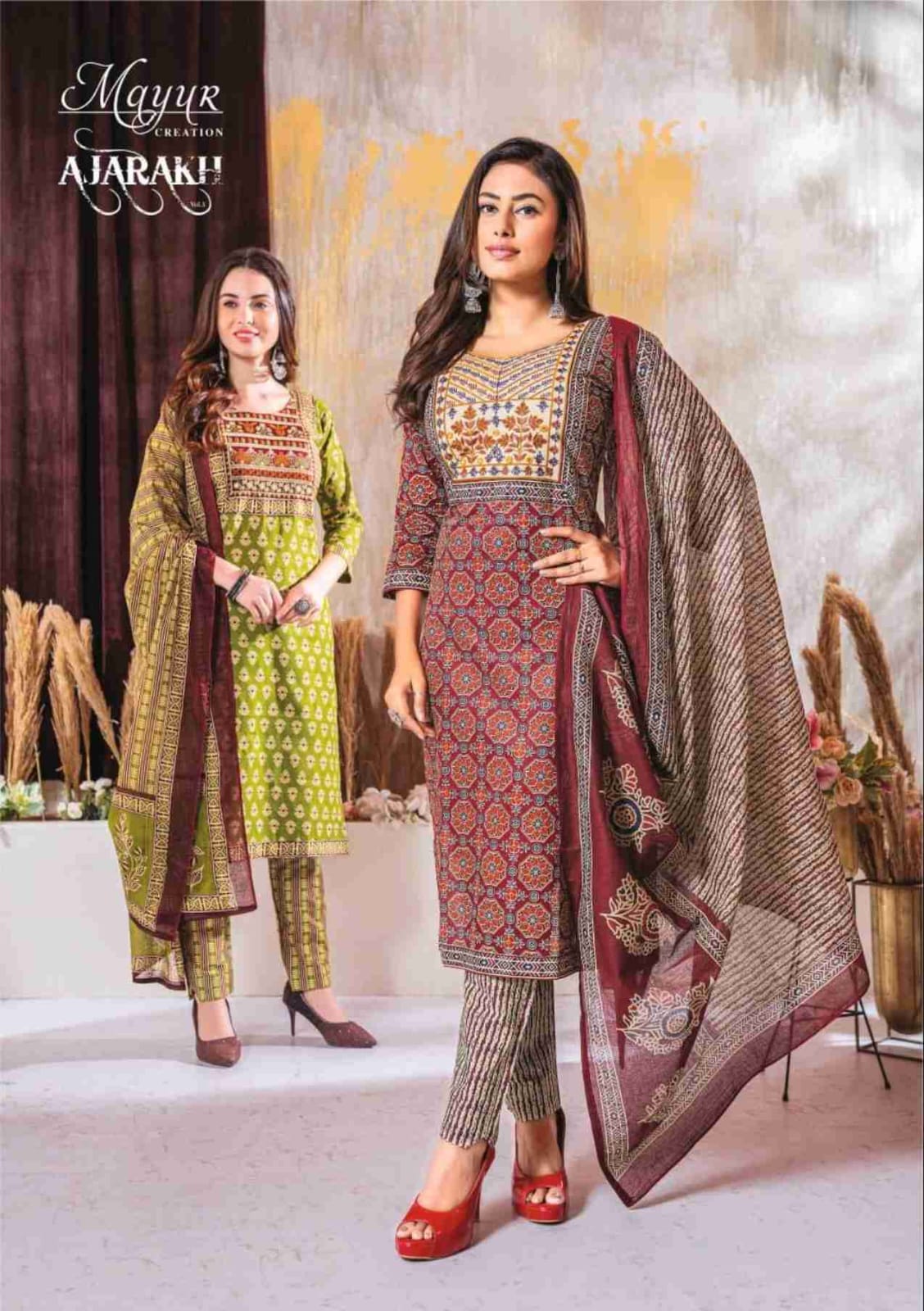 MAYUR CREATION AJARAKH VOL 3 COTTON READYMADE SUITS