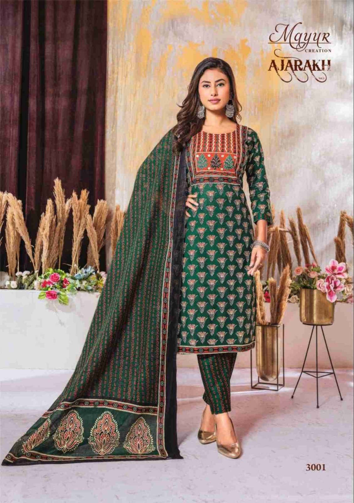 MAYUR CREATION AJARAKH VOL 3 COTTON READYMADE SUITS