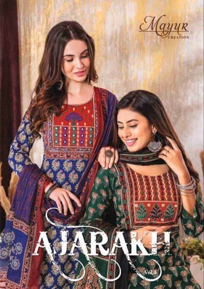 MAYUR CREATION AJARAKH VOL 3 COTTON READYMADE SUITS