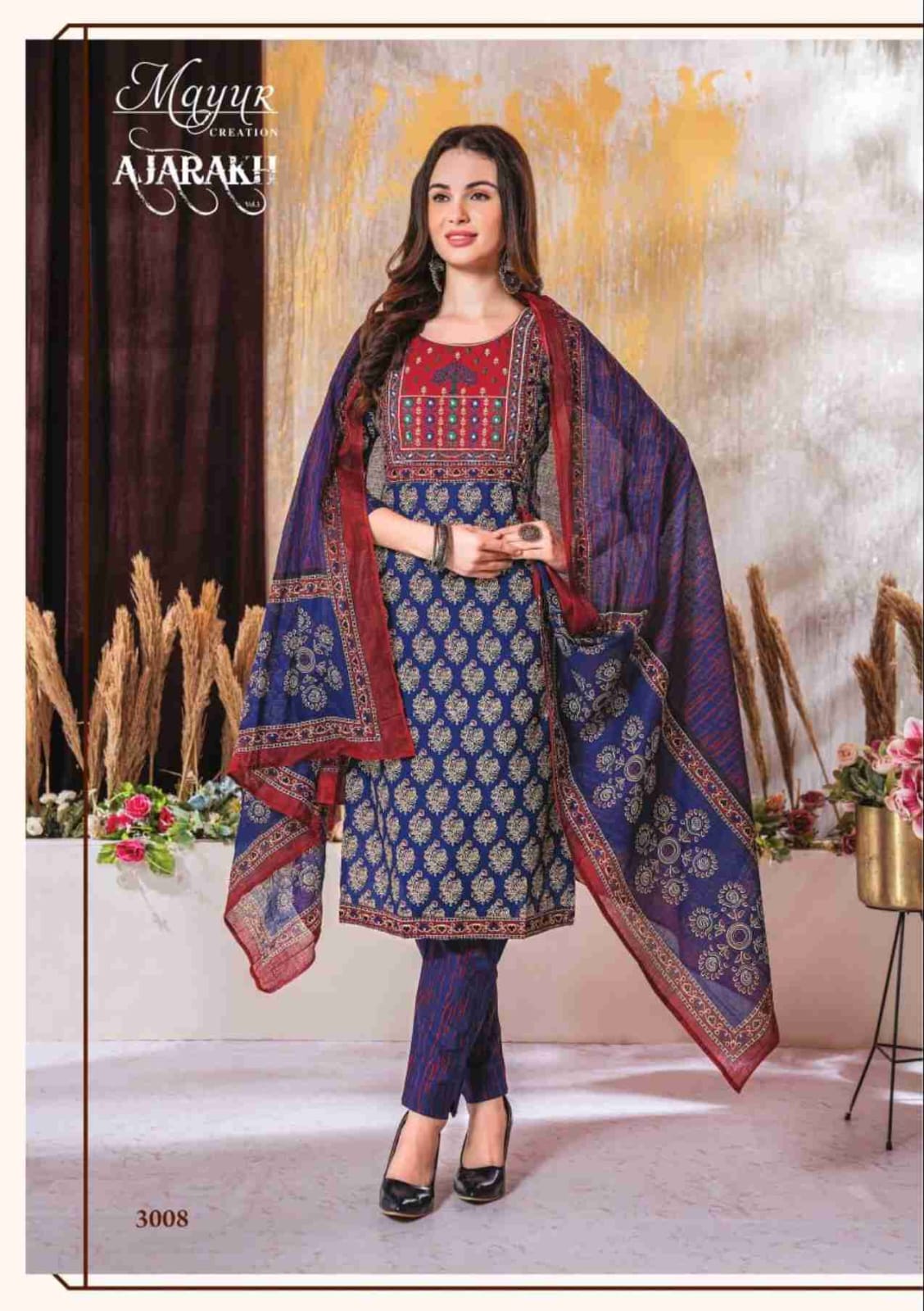 MAYUR CREATION AJARAKH VOL 3 COTTON READYMADE SUITS