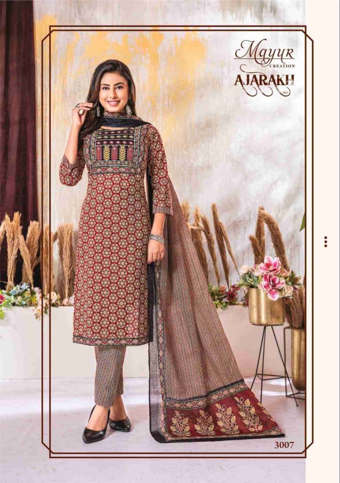 MAYUR CREATION AJARAKH VOL 3 COTTON READYMADE SUITS