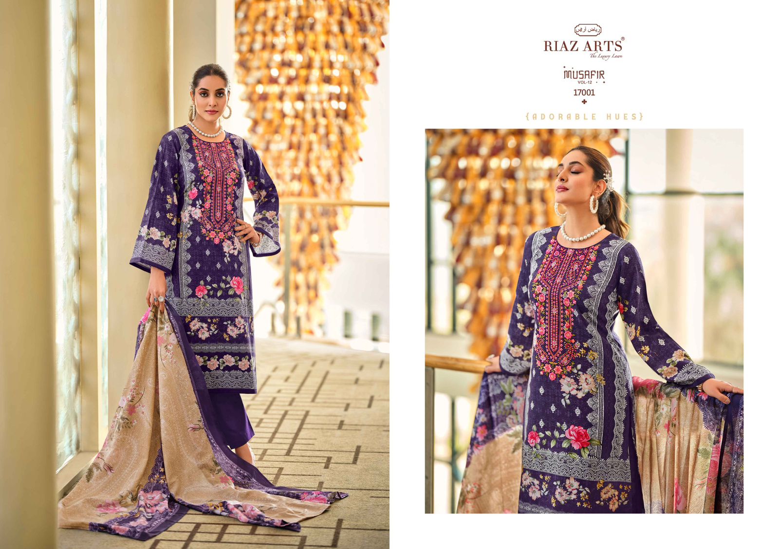 RIAZ ARTS MUSAFIR VOL 12 PURE LAWN SUITS