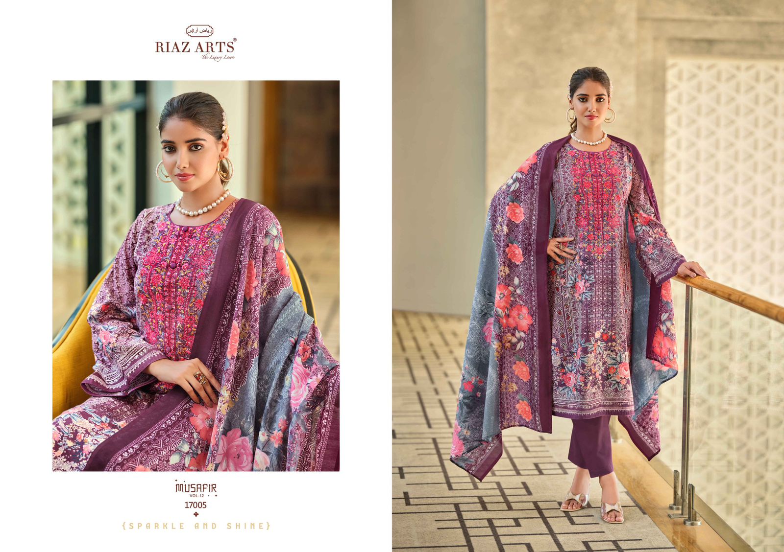 RIAZ ARTS MUSAFIR VOL 12 PURE LAWN SUITS