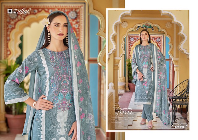 ZULFAT DESIGNER STUDIO SHABAD PURE COTTON SUITS