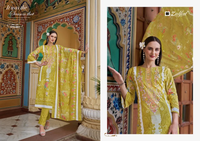 ZULFAT DESIGNER STUDIO SHABAD PURE COTTON SUITS