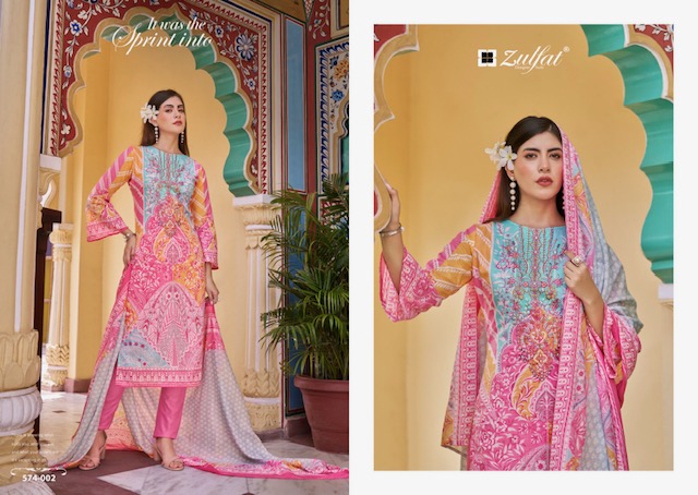 ZULFAT DESIGNER STUDIO SHABAD PURE COTTON SUITS