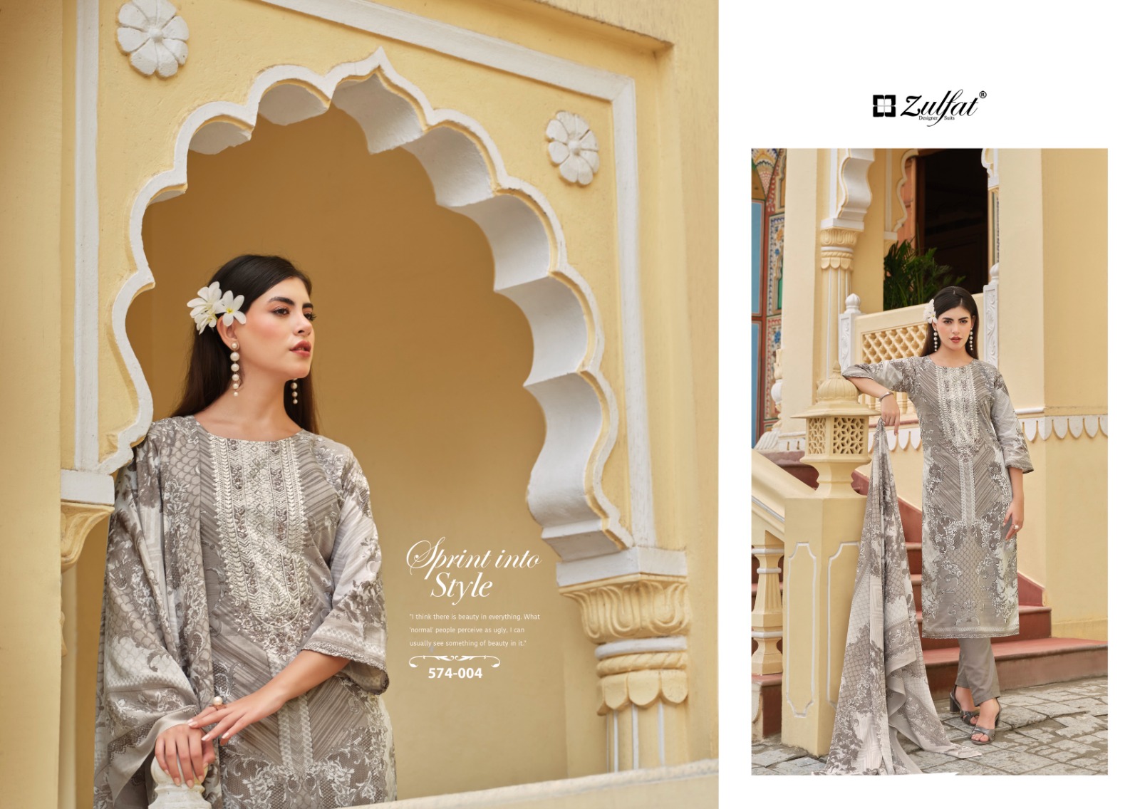 ZULFAT DESIGNER STUDIO SHABAD PURE COTTON SUITS