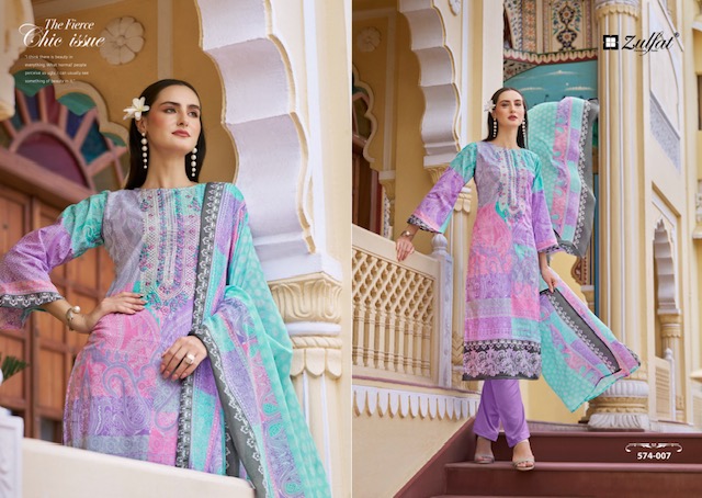 ZULFAT DESIGNER STUDIO SHABAD PURE COTTON SUITS