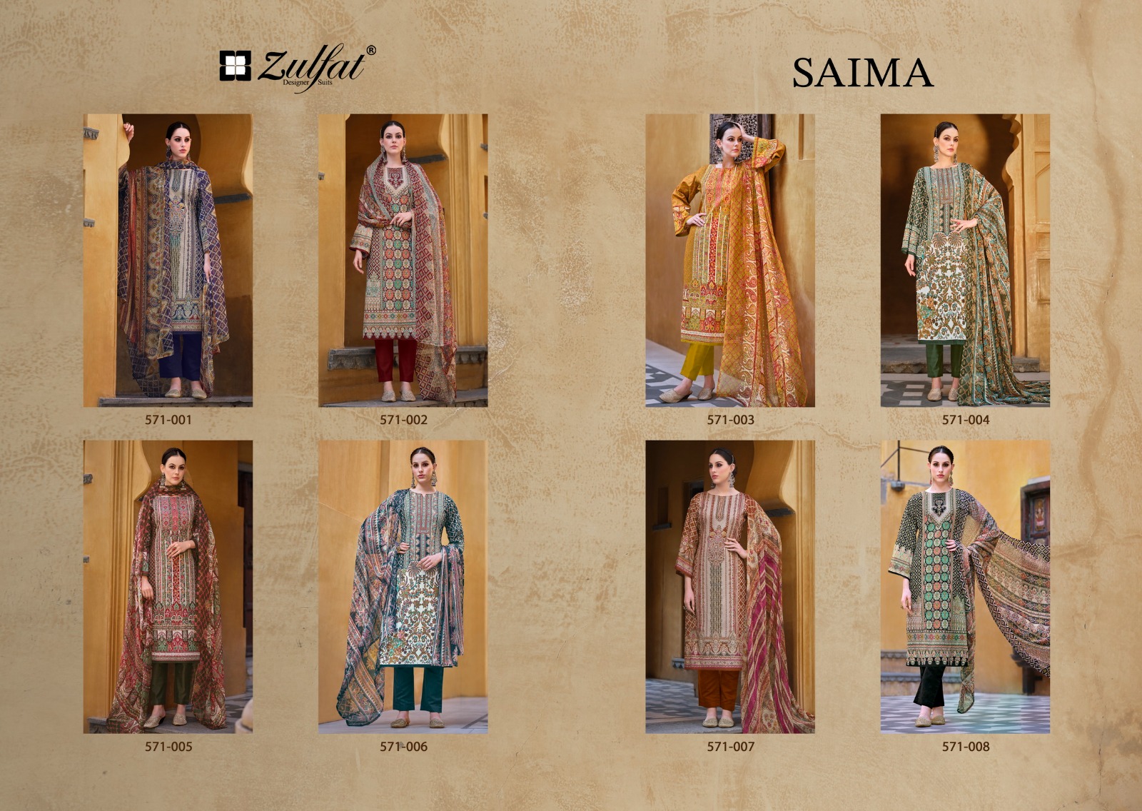 ZULFAT SAIMA PURE COTTON SUITS WHOLESALE