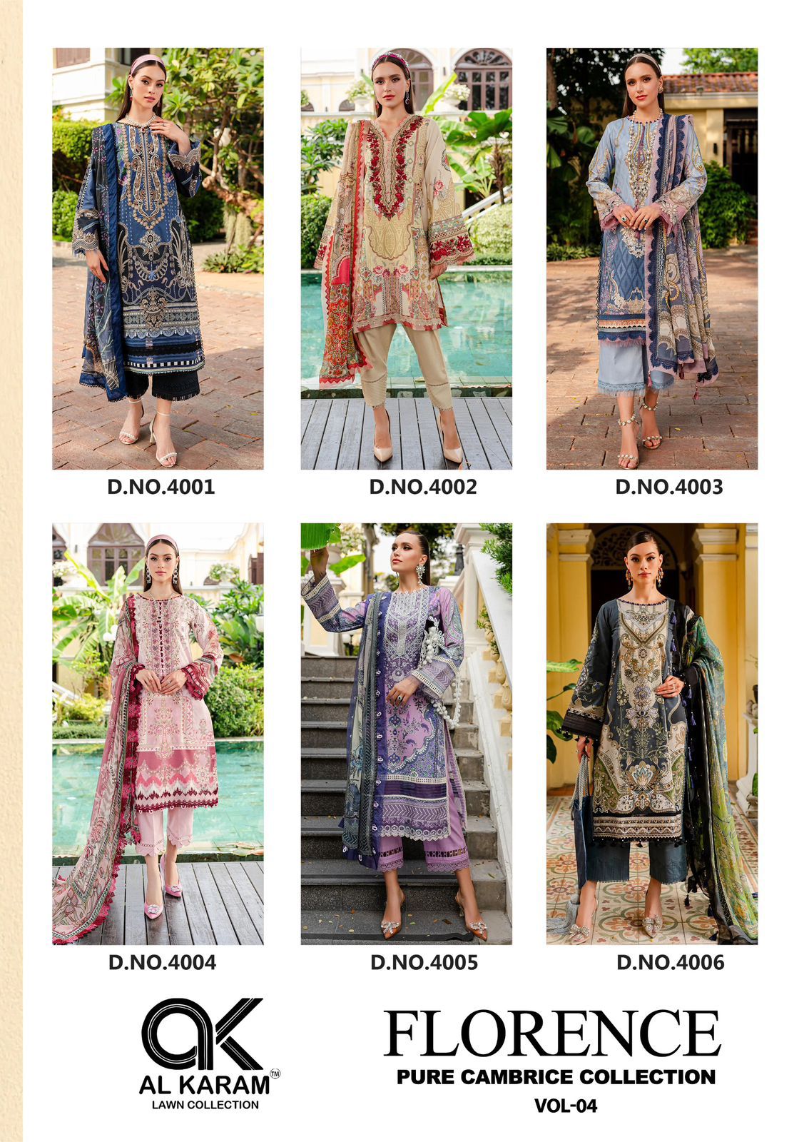 AL KARAM FLORENCE VOL 4 PURE CAMBRIC COTTON SUITS