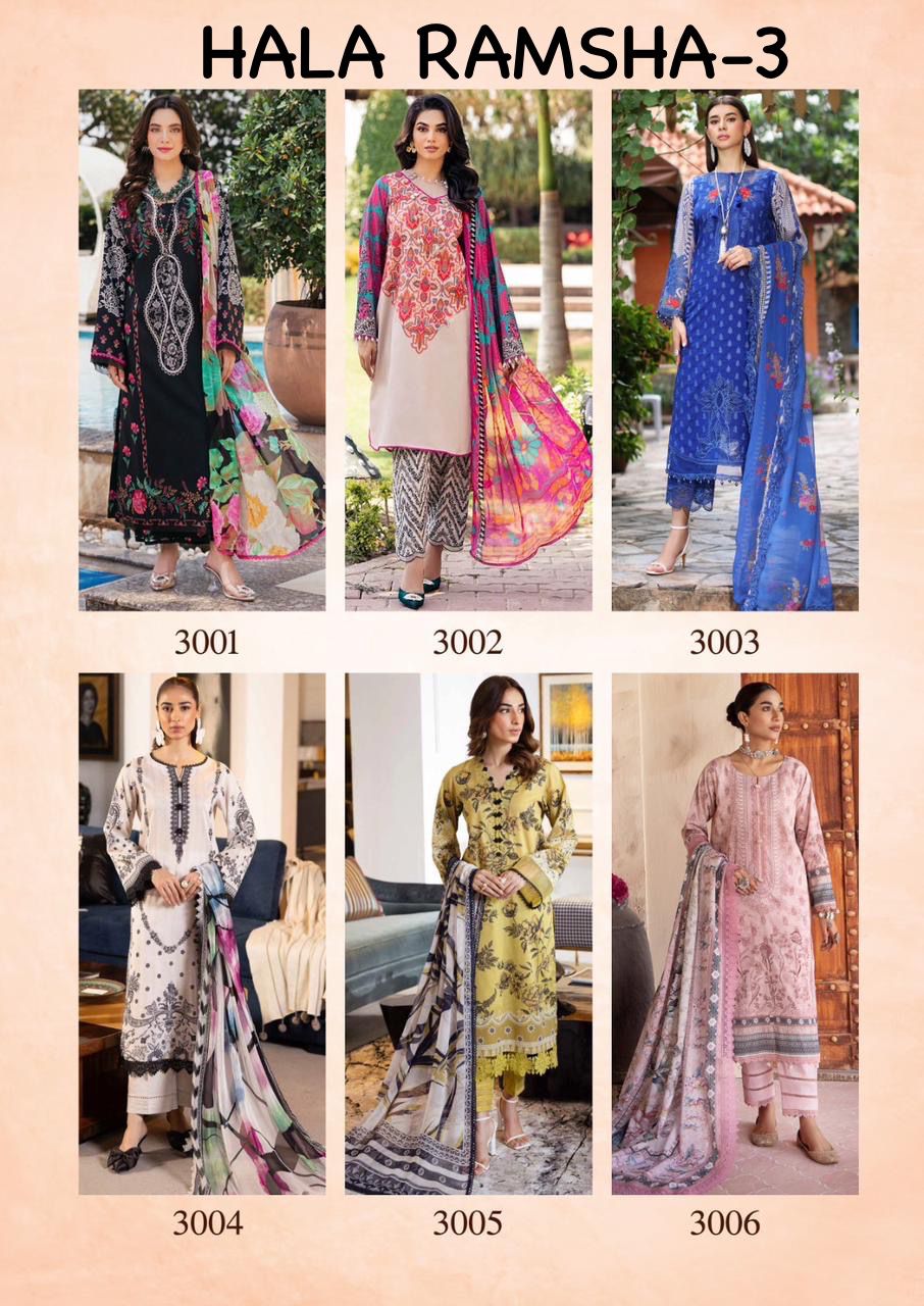 HALA RAMSHA VOL 3 LAWN KARACHI SUITS