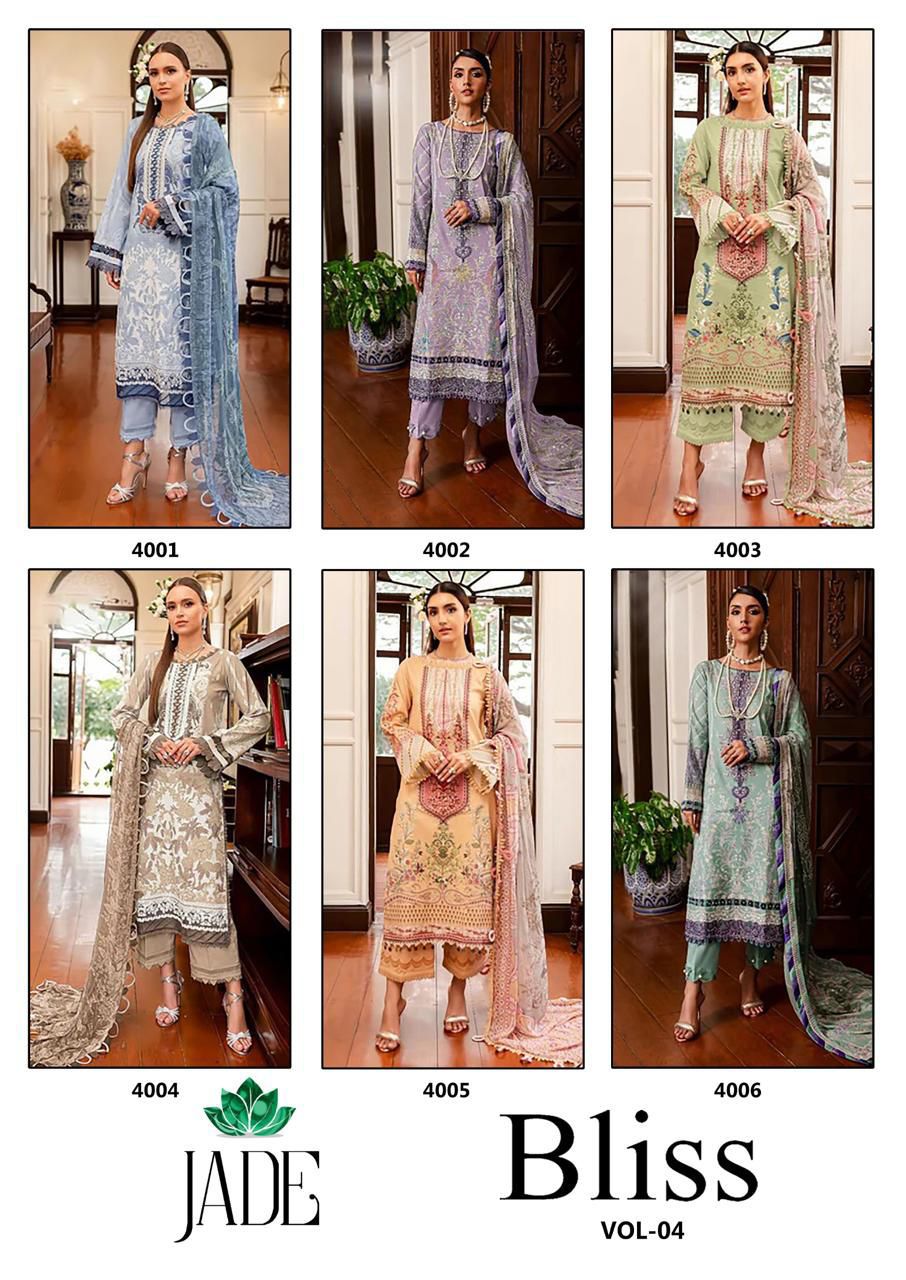 JADE BLISS VOL 4 COTTON KARACHI SUITS