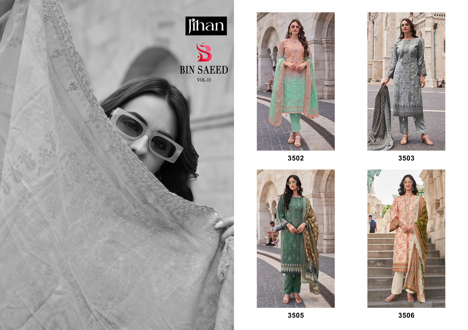 JIHAN BIN SAEED VOL 13 PURE LAWN SUITS