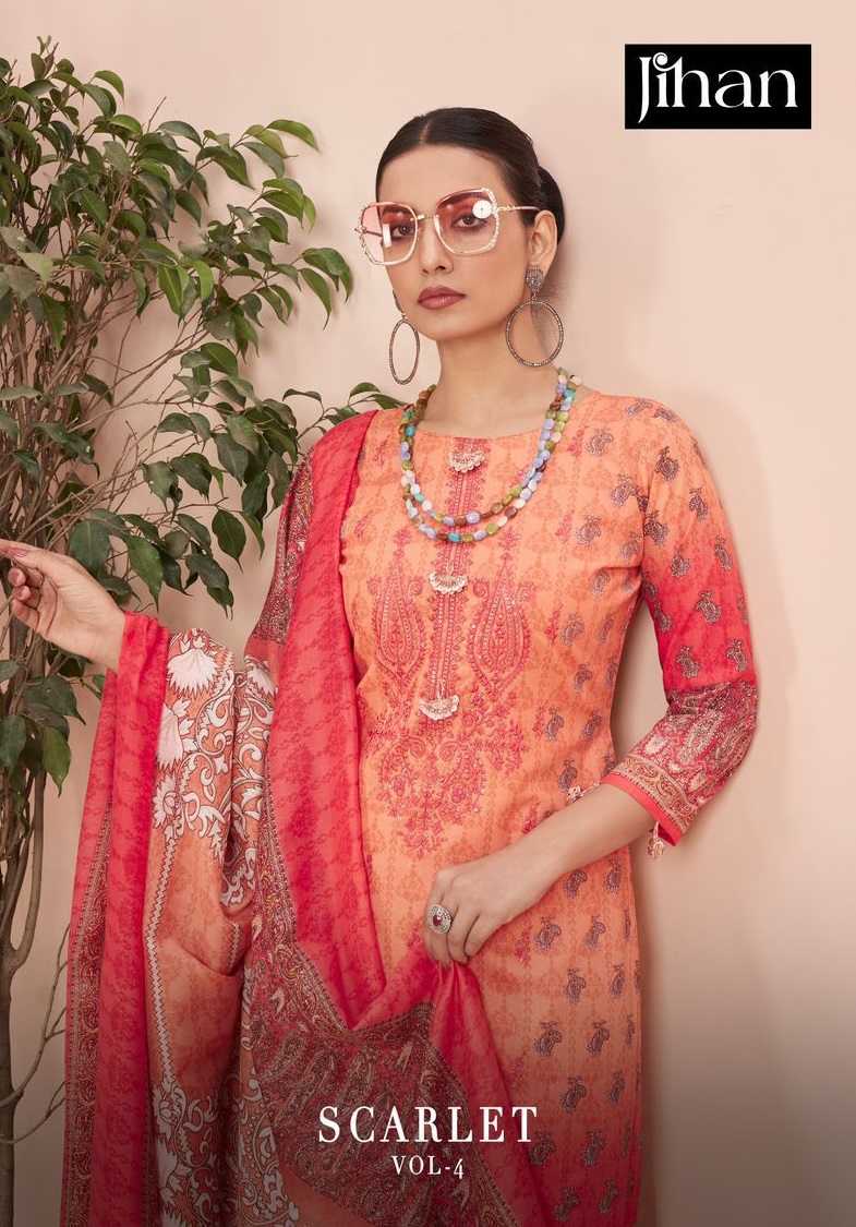 JIHAN SCARLET VOL 4 PAKISTANI LAWN SUITS