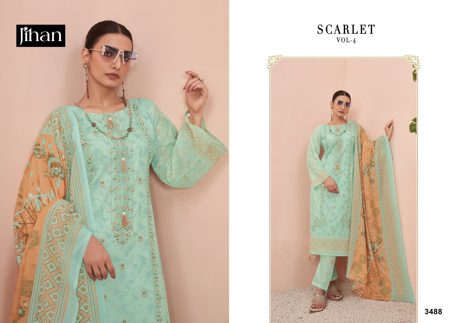 JIHAN SCARLET VOL 4 PAKISTANI LAWN SUITS