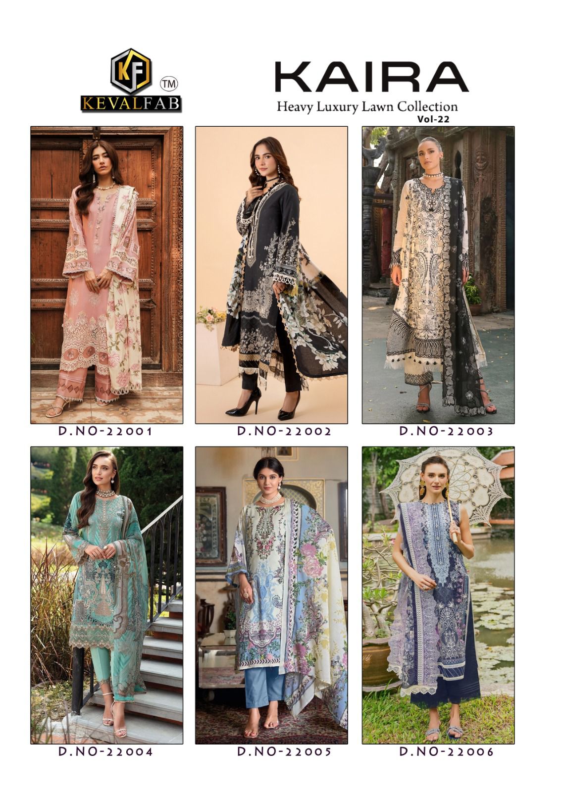 KEVAL FAB KAIRA VOL 22 LAWN COTTON SUITS CATLAOG