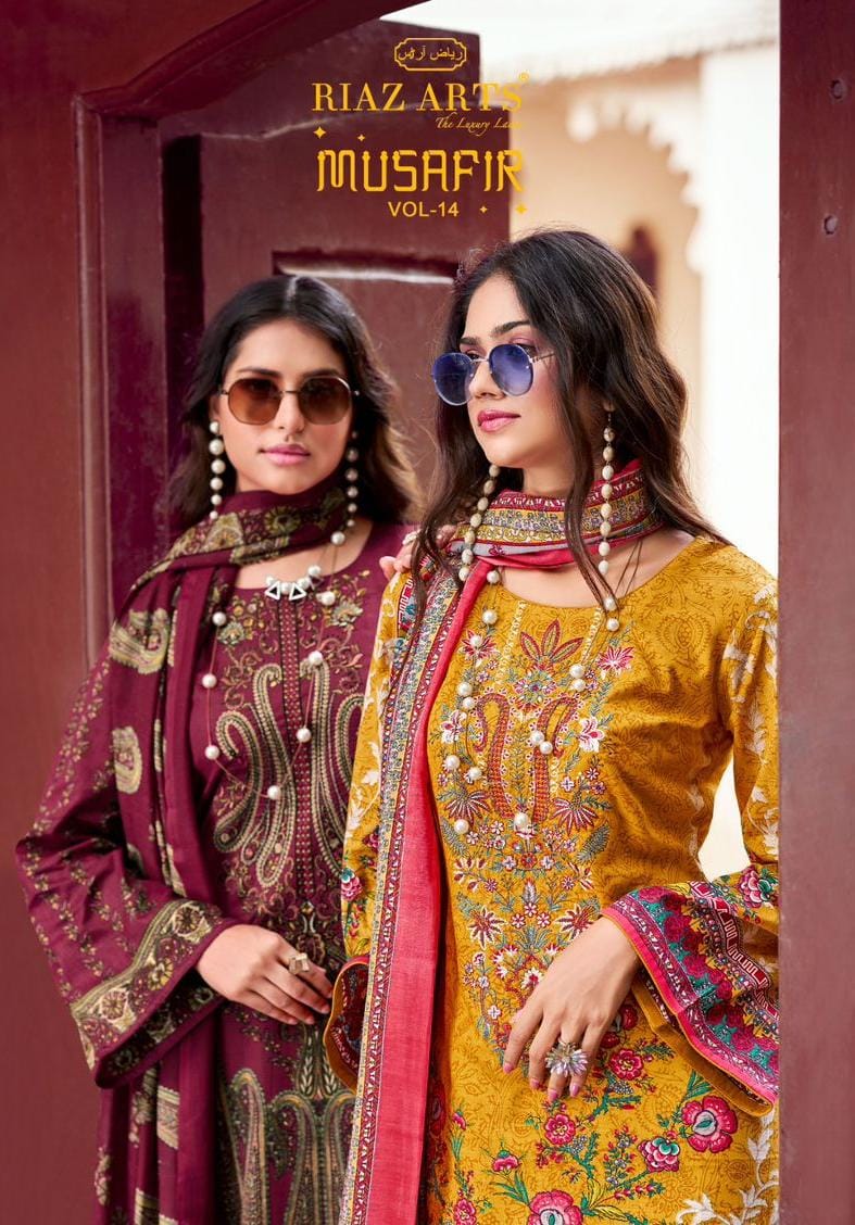 RIAZ ARTS MUSAFIR VOL 14 PURE KARACHI LAWN SUITS