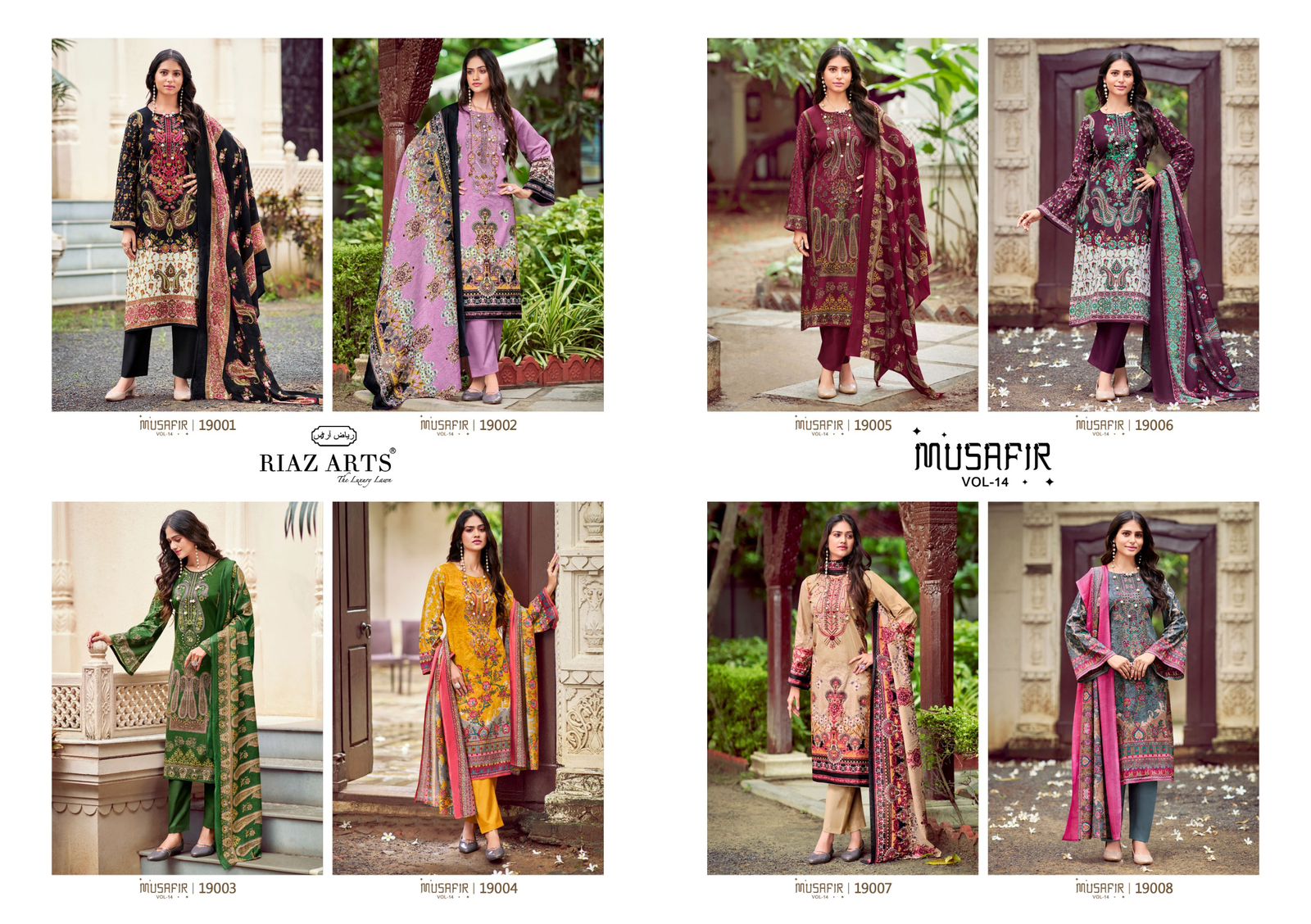 RIAZ ARTS MUSAFIR VOL 14 PURE KARACHI LAWN SUITS