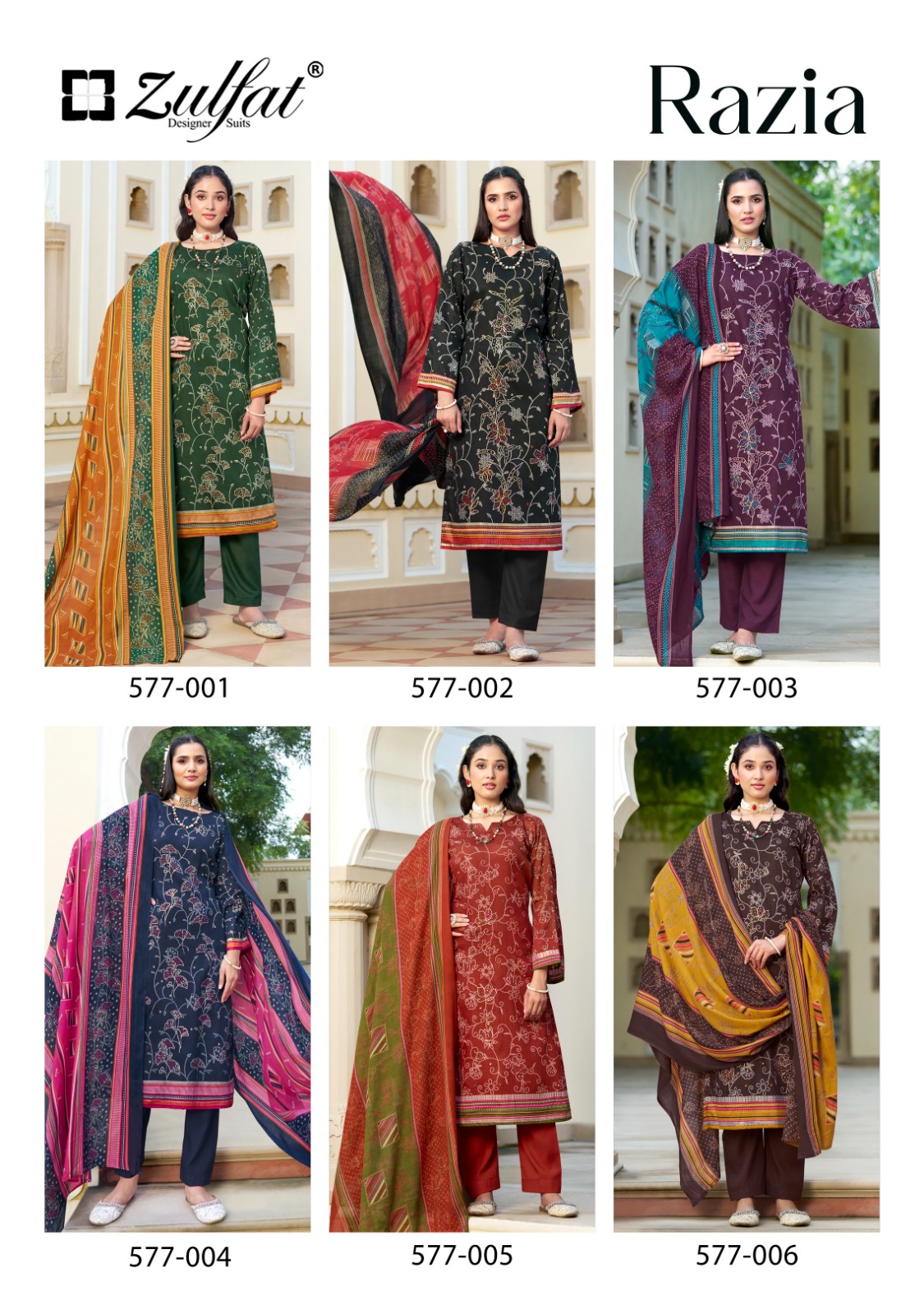 ZULFAT DESIGNER RAZIA PURE JAM COTTON SUITS