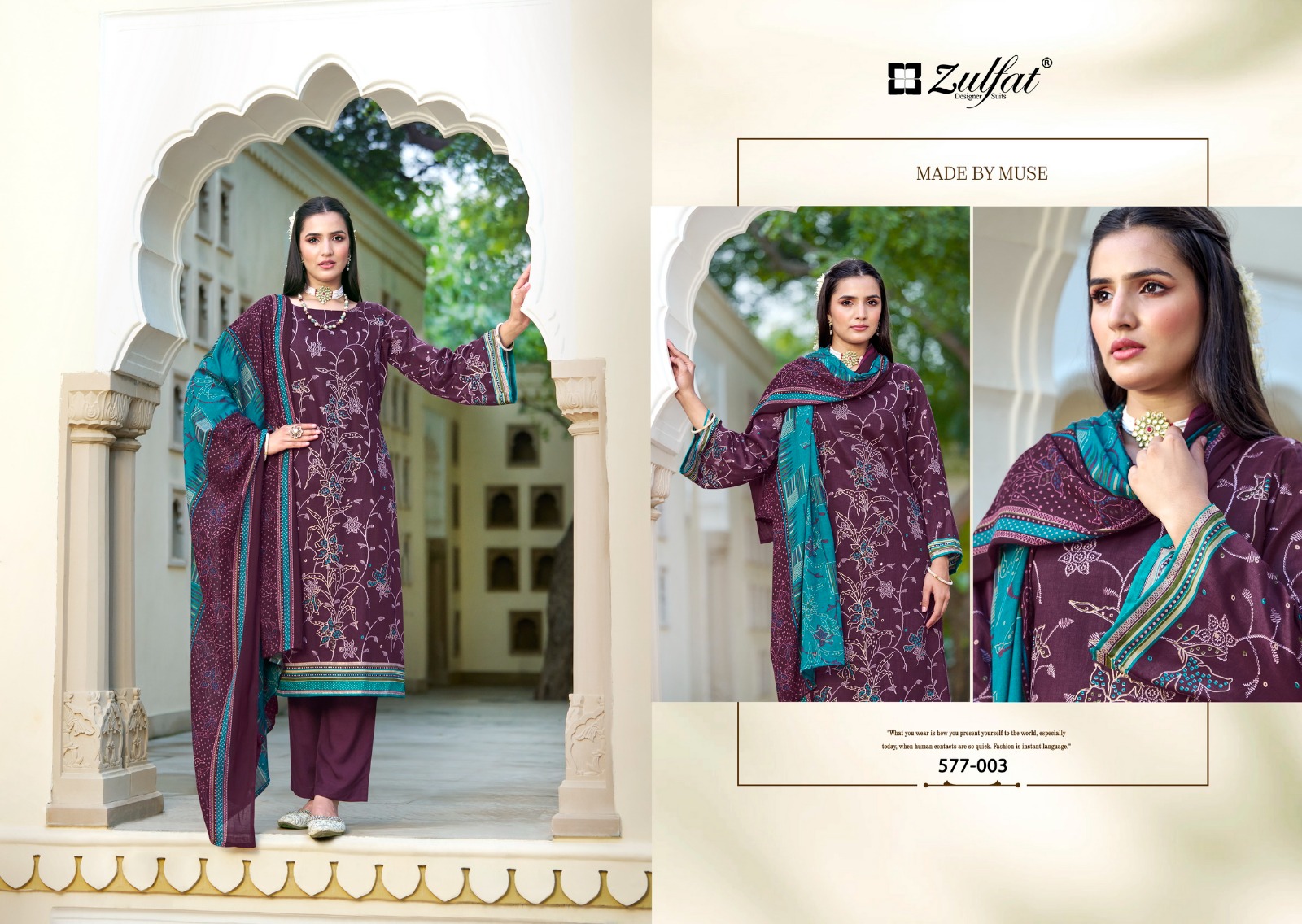 ZULFAT DESIGNER RAZIA PURE JAM COTTON SUITS