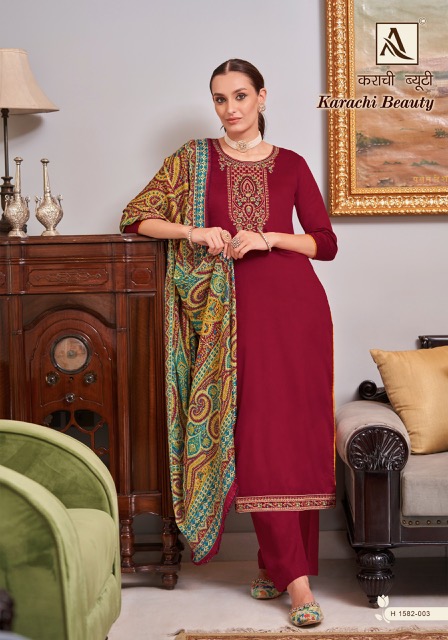 ALOK SUITS KARACHI BEAUTY PURE ZAM COTTON SUITS