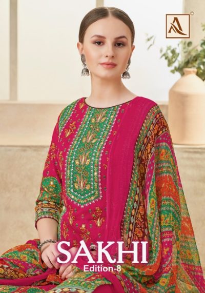 ALOK SUITS SAKHI EDITION 8 PURE ZAM PRINTED SUITS