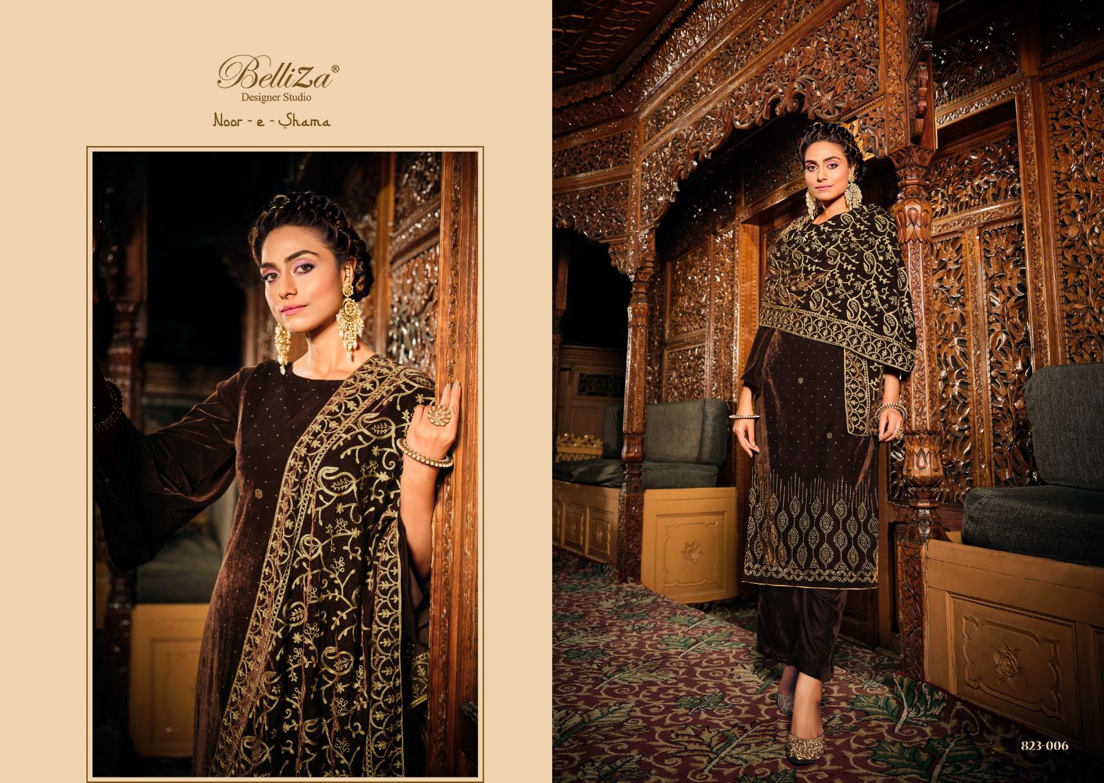 BELLIZA NOOR-E-SHAMA PURE VELVET SUITS CATALOG