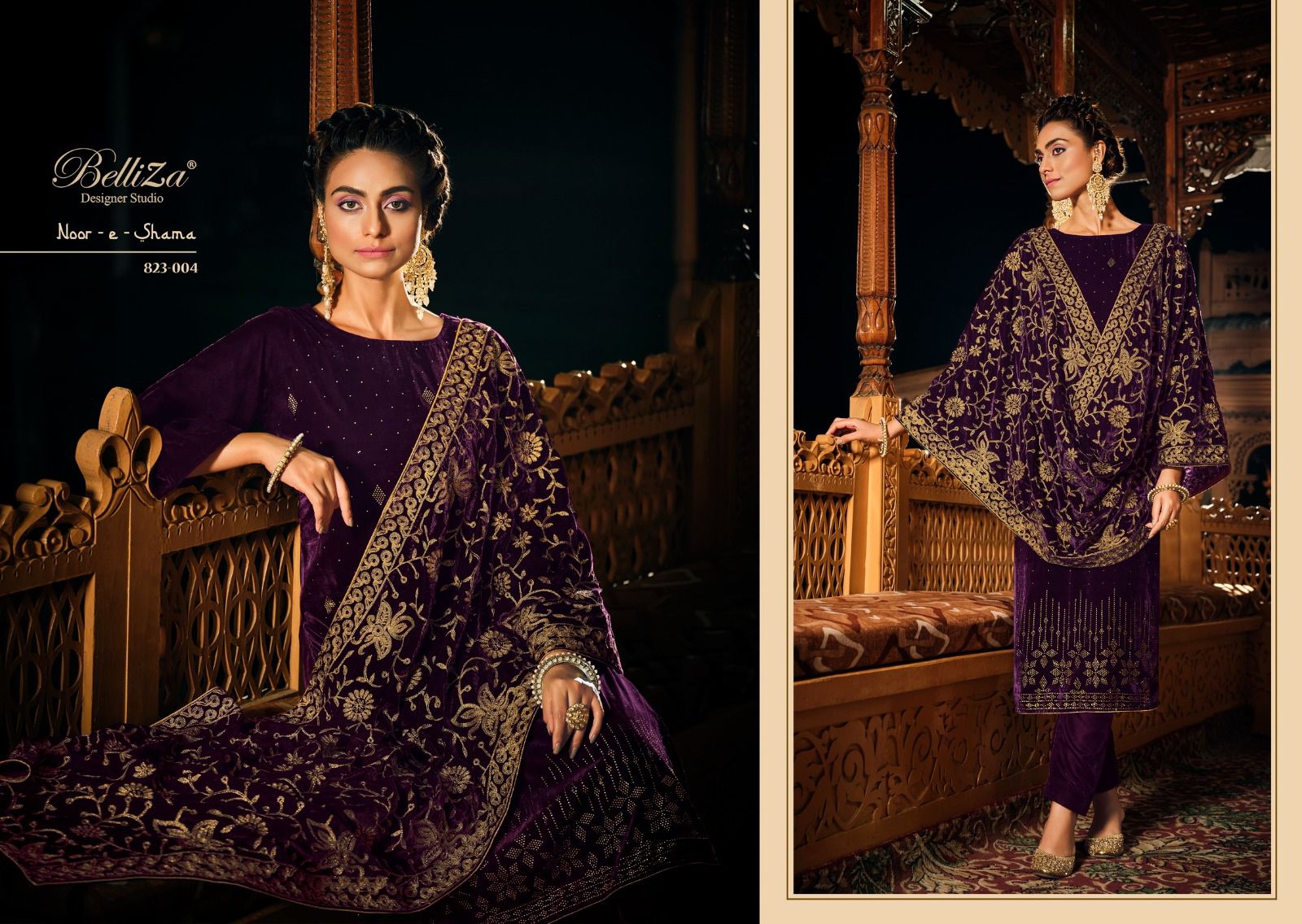 BELLIZA NOOR-E-SHAMA PURE VELVET SUITS CATALOG