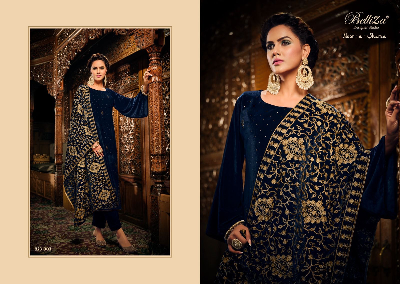 BELLIZA NOOR-E-SHAMA PURE VELVET SUITS CATALOG