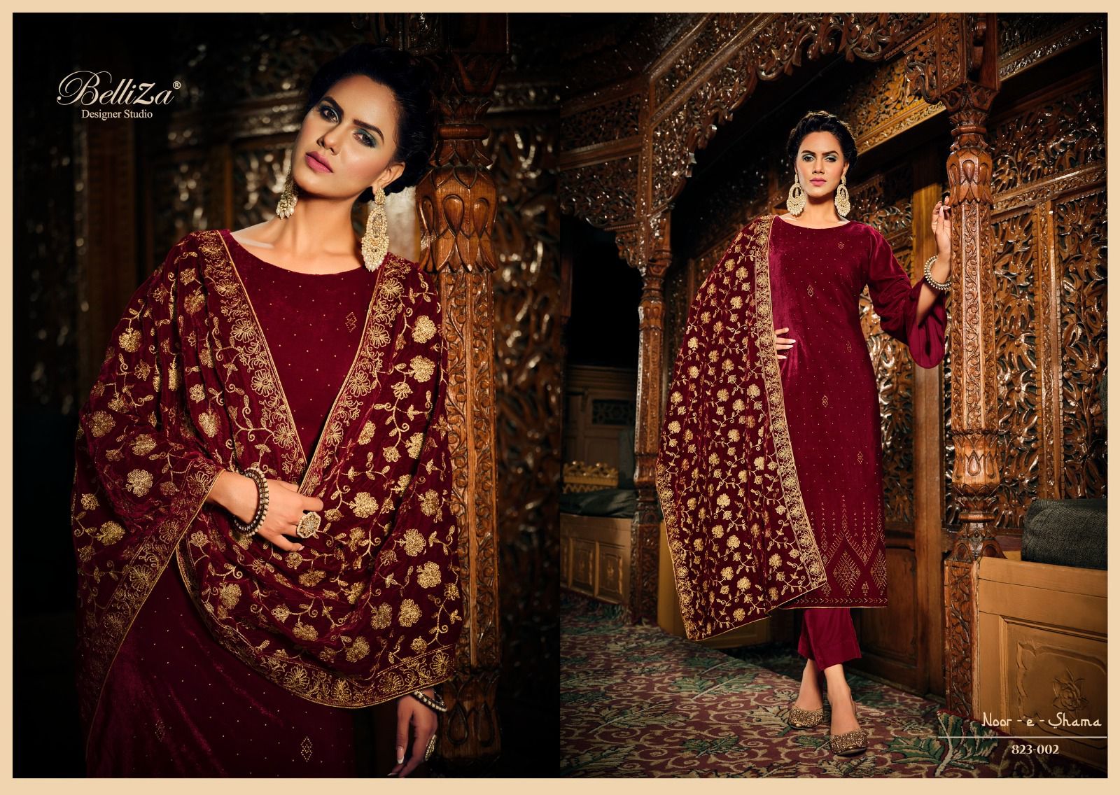 BELLIZA NOOR-E-SHAMA PURE VELVET SUITS CATALOG