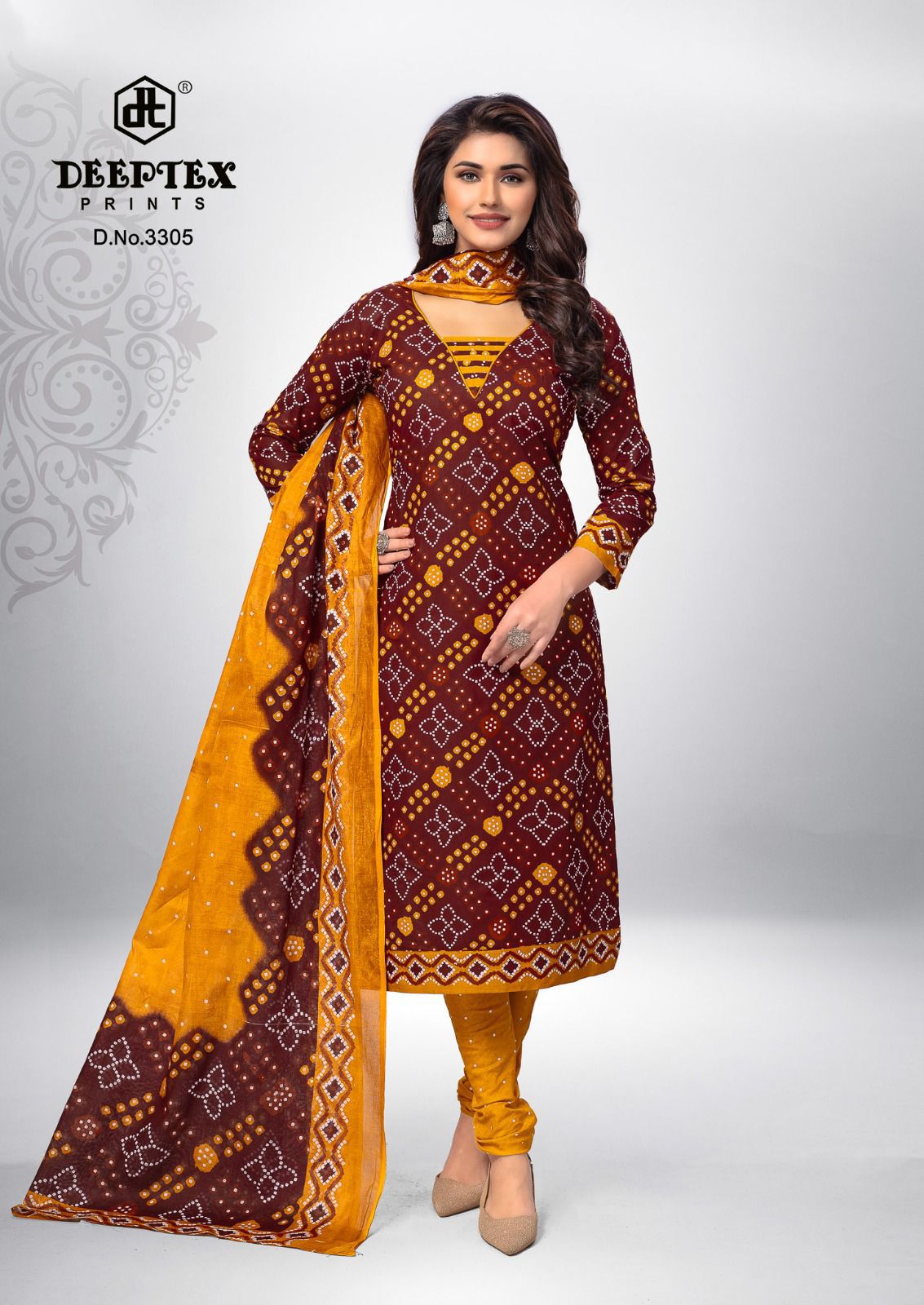 DEEPTEX PRINTS CLASSIC CHUNARIS VOL 33 DRESS MATERIAL