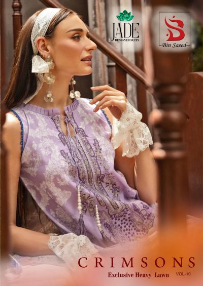 JADE CRIMSONS VOL 10 KARACHI LAWN SUITS SURAT