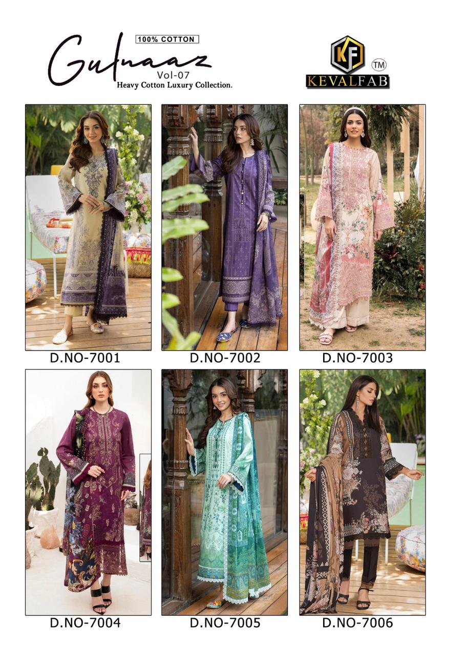 KEVAL FAB GULNAAZ VOL 7 LAWN COTTON SUITS