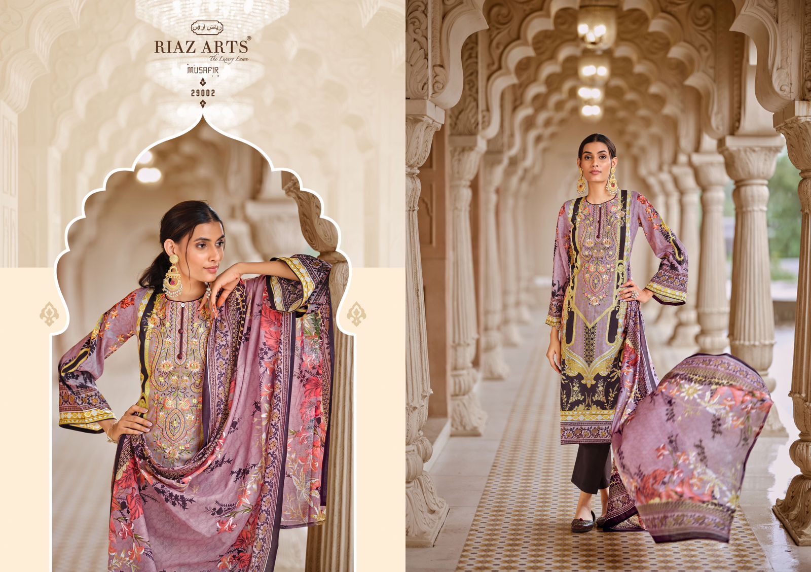 RIAZ ARTS MUSAFIR VOL 18 PURE KARACHI LAWN SUITS