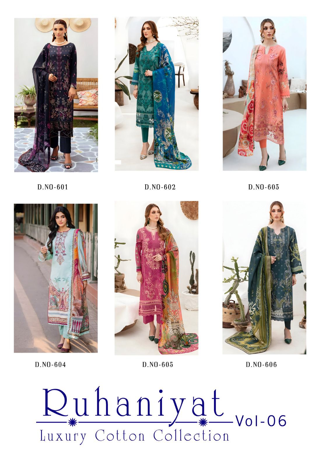 RUHANIYAT VOL 6 COTTON KARACHI SUITS SUPPLIER